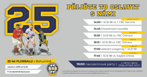 Florbal v Bohumíně slaví 2. září 25 let!