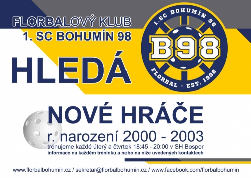 Hledáme hráče r. nar. 2000-2003 pro druhou část sezóny.